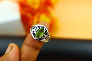 Sólido 925 plata esterlina plateada Natural verde peridoto Marquesa bisel ajuste 5x10mm anillo hecho a mano joyería de moda para mujeres - Product Image 4