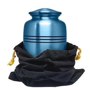Urnes funéraires bleues personnalisées classique Triband bocal en métal pour l'enterrement cendres stockage mémorial souvenir adulte urnes en vrac fournitures funéraires - Product Image 3