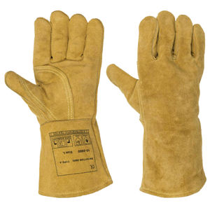 Guantes de soldadura de cuero de grano de cuero de vaca resistentes y duraderos, guantes de cuero de seguridad de doble palma para uso diario de hombres - Product Image 1
