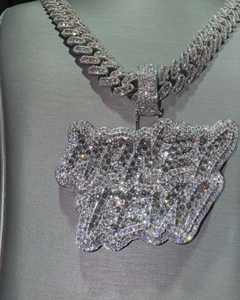 Colgante de plata 925 con nombre de letra personalizado, joyería redonda de moissanita con diamantes de hip hop, collar con nombre helado, regalo de cumpleaños - Product Image 5