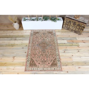 Tapis turc vintage, tapis de 3,3 x 5,6 pieds, tapis en laine géométrique bronze - Product Image 1