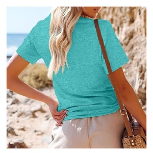 Haute qualité luxe femmes T-shirt 100% coton décontracté à manches courtes été respirant séchage rapide meilleure vente Bangladesh usine - Product Image 2