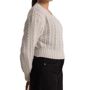Custom <b>Women</b> Knit <b>Crop</b> Wool Rib Knit <b>Cardigan</b> Sweater 2 Two Hot Selling Loose Fit <b>Women</b> Sweaters - Product Image 2