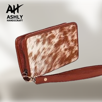 Dompet kulit buatan tangan bulu kulit sapi penjualan terbaik dompet kuda gila panjang ritsleting penutup kualitas Premium dompet gaya berbeda