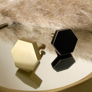 Hexagon <b>gold</b> & black <b>knob</b> pull cabinet drawer for home dresser <b>door</b> cabinet furniture decorative kitchen wardrobe handle <b>knobs</b> - Product Image 5