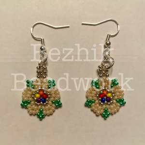 Boho <b>bead</b> earrings with turquoise design andy cascading <b>fringe</b>, unique jewelry gift - Product Image 1