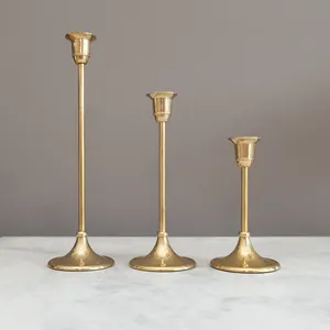 Table Accent Factory Price Modern Stick Wedding Decorative <b>Candlesticks</b> Luxury Metal in <b>Brass</b> Gold Plating Candle Holder - Product Image 1