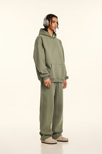 เสื้อมีฮู้ดและกางเกงวอร์มสำหรับผู้ชายโอเวอร์ไซส์ผ้าคอตตอนผ้าฟลีซ - Product Image 5