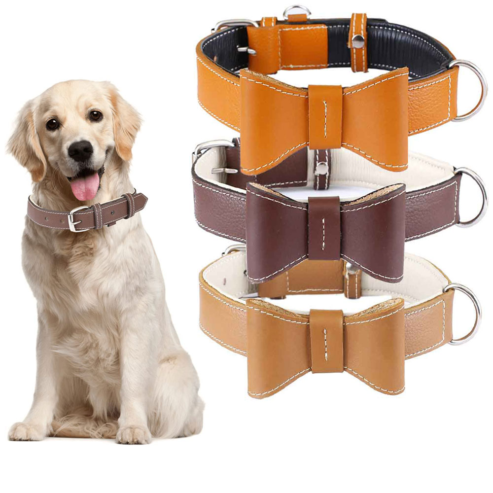 Кожаный собачий ошейник с прочной металлической пряжкой, супер мягкий для максимального комфорта, натуральная кожа, производитель Amazon, топ продаж