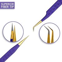 Pince à épiler de précision en acier inoxydable pour extensions de cils, droite, à pointes en fibre à 45 degrés, conception pour isolation de volume, CNC, anti-statique