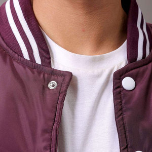 <b>Men</b> Varsity <b>Jacket</b> Maroon <b>White</b> Letter G Embroidered Preppy Style Regular Fit Cotton Filled Stand Collar Patchwork Winter Wear - Product Image 5