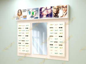 Elegant Acrylic and Wood Sunglasses <b>Display</b> <b>Stand</b> Wall-Mounted with LED Light <b>Rotating</b> Glass for Retail and Advertising - Product Image 2