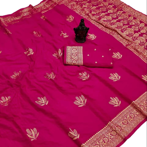 Fácil de drapear, la tela suave y lisa más atractiva, Rich Pallu Work, 5,5 MTR, longitud larga, ropa de fiesta india, aspecto elegante, Sari - Product Image 1