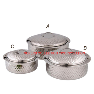 Juego de Ollas Calientes de Acero Inoxidable Plateado de 3 Piezas Hecho en India, Más Vendido y de Alta Calidad, Redondo - Product Image 2