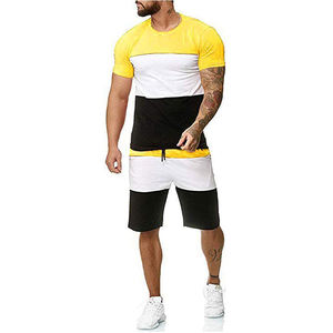 Logo personnalisé été essentiel hommes deux pièces survêtement respirant imprimé sweat-shirt pantalon Extra grande taille 5XL ensembles courts vente - Product Image 1