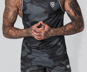 Débardeur en coton à imprimé camouflage pour hommes, gilet de gymnastique, maillot de fitness, entraînement musculaire, musculation, vente en gros sur mesure - Product Image 4