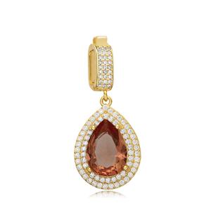 Diseño de pera Sultanite CZ Dangle Charm para brazalete Plata de Ley 925 Joyería artesanal al por mayor - Product Image 1