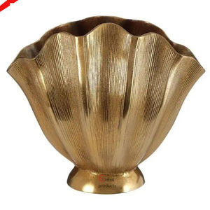 Jardinière en métal fini cuivre à motif nervuré de conception unique 2025 pour la décoration de la maison et du bureau de l'hôtel - Product Image 5