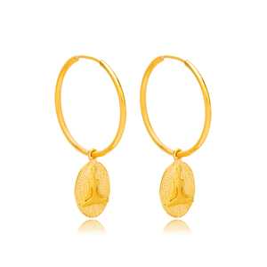 23มิลลิเมตรห่วงต่างหูธรรมดาเสน่ห์จักระสัญลักษณ์22พันทองชุบตุรกีแฮนด์เมดขายส่ง925เครื่องประดับเงินสเตอร์ลิง - Product Image 1