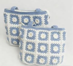 Handmade Custom Cotton Fashion Crochet Tote <b>Bag</b> with Two Straps Open Closure Floral Design 6 Inch All Seasons Women's Daily Use - Product Image 6