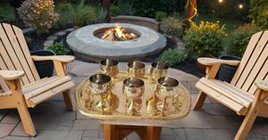 Set Of 6 Mini <b>Goblet</b> With Tray Pure Brass <b>Wine</b> Shot Glasses Set For Special Occasions, Dinners, Events, & Celebrations Golden - Product Image 4