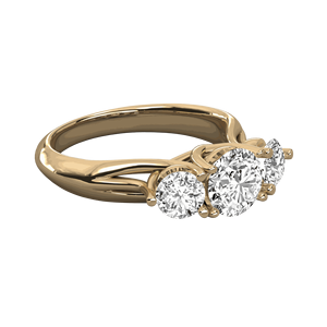 Bague de mariage en diamant rond à trois pierres pour elle - Product Image 6