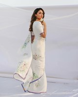 Meilleure Qualité Brillant Look Doux Chinon Soie Impression Numérique Sari Bollywood Alai Bhatt Actrice Porter Long Style pour Fête De Mariage Porter