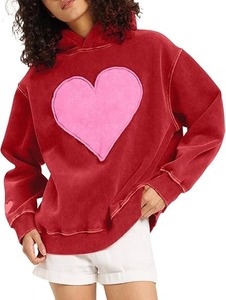 Femmes surdimensionné sweat à capuche coeur Patch Couples sweats à capuche poids lourd Vintage polaire femmes sweats à capuche 2025 - Product Image 3