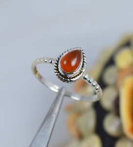 Anillo de piedras preciosas talladas en forma de pera suave de cornalina Natural, anillos de moda para fiesta de Plata de Ley 925, joyería para mujer a granel - Product Image 4
