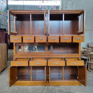 Wooden Sideboard Cabinet Glass Door <b>Storage</b> Console Living Room Buffet Cabinet <b>with</b> <b>Drawers</b> and Fluted Panel - Product Image 2