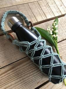 Portabotellas de ganchillo personalizado con bolsillo móvil Bolsa de bebida de punto Correas ajustables - Product Image 4