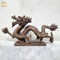 Sculpture de dragon en bronze chinois mythique Créature fantaisie géante en métal pour affichage public extérieur