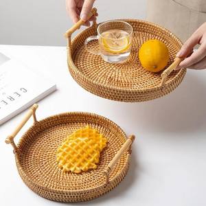 Plateau de service en rotin écologique de haute qualité avec poignée fabriqué au Vietnam - Product Image 3