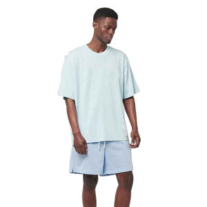 Men light blue basketball shorts breathable <b>mesh</b> fabric elastic waist drawstring custom logo athletic training sportswear - Product Image 1