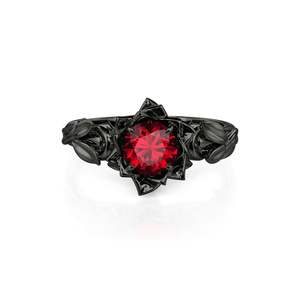 Jeulia Rose Gold Plated Sterling <b>Silver</b> Gothic Floral Round Cut <b>Ring</b> - Product Image 1
