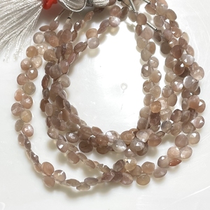 4-4,5 MM Chocolate Moonstone Faceted Tiny Heart Shape Briolette Beads, Buena calidad al por mayor Proveedor de cuentas de piedras preciosas - Product Image 4