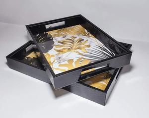 Bandeja de Servicio de Diseño con Recubrimiento de Esmalte de Madera MDF, Bandeja de Mesa de Alta Calidad para Hoteles y Restaurantes - Product Image 2