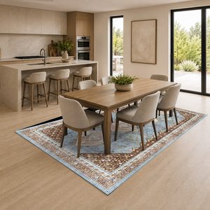 Alfombra de Área Chenille Antideslizante, Lavable a Máquina, con Estampado Digital Oriental Vintage en Gris Plateado, Modelo LXDP-0145 de RUGS DEPOT, Venta al Por Mayor - Product Image 4