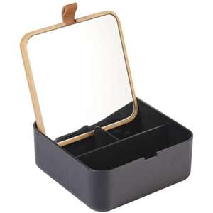 Miroir et boîte à bijoux en bambou Spirella et PS carré ALAIS noir - Product Image 1