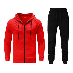 Ensemble de survêtements d'hiver écologiques grande taille pour hommes 100% coton polaire à manches longues vêtements de sport respirants solides - Product Image 1