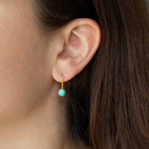Boucles d'oreilles élégantes en argent sterling massif 925 petites pierres précieuses turquoise pierre de naissance de décembre pour les fêtes beaux nouveaux derniers cadeaux - Product Image 4