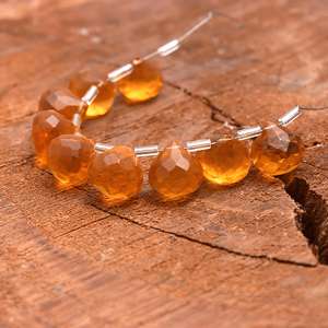 Venta caliente Color citrino profundo cebolla Briolette cuentas de piedras preciosas calidad súper fina 6 pares combinados para uso de joyería cuarzo citrino - Product Image 2