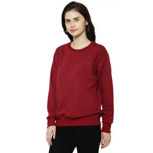 Sudadera de mujer de algodón 100% con diseño OEM, sudadera de cuello redondo, ropa informal holgada hecha a medida para mujer para invierno - Product Image 1