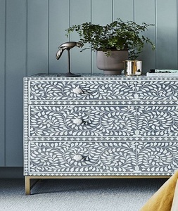 Bone Inlay <b>Console</b> <b>Table</b> Artisanal Traditional Floral Pattern <b>Storage</b> Apartment Bedroom <b>Table</b> - Product Image 6