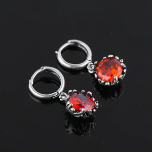 Boucles d'oreilles pendantes en argent Sterling 925 grenat rouge pierre précieuse adorable boucles d'oreilles en argent Antique cadeau à la mode pour elle - Product Image 2