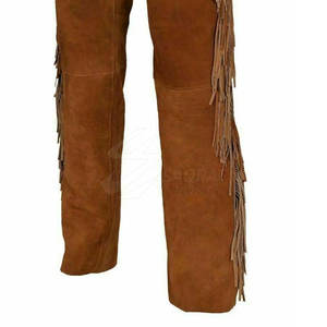 กางเกงหนังกลับสำหรับผู้ชายกางเกงลำลองหนังกลับขอบสีพื้น - Product Image 5