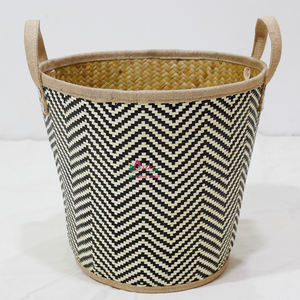 Panier de rangement en feuilles de palmier écologiques, fait à la main, boîte décorative durable pour l'organisation de la maison - Product Image 1