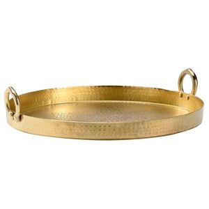 Bandeja de servicio de latón indio clásico con diseños vintage bellamente pulidos para decoración tradicional o contemporánea - Product Image 3