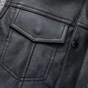 Chaleco de cuero de alta calidad de moda para hombres y ropa de invierno de cuero impermeable para exteriores Chaleco de cuero de estilo personalizado - Product Image 4