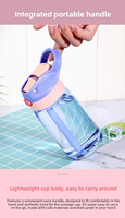 Botella de agua con pajita para niños de 16 oz, a prueba de fugas, portátil, taza de plástico para estudiantes, venta al por mayor